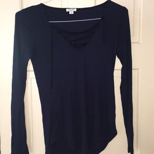 Splendid navy lace up shirt